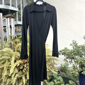 Black nylon wrap dress, very good condition.